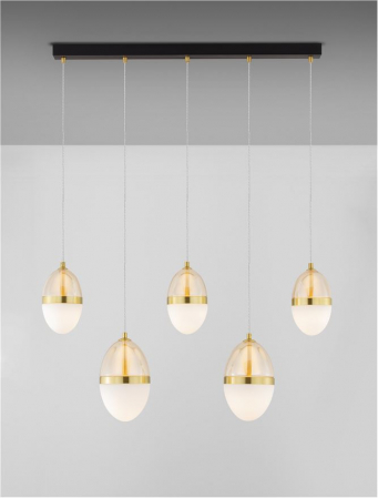 Lustra Nova Luce EGNA 9009281 LED 58W 3000K 5942lm Gold & Black Metal Cognac & Opal Glass   IP20 [3]