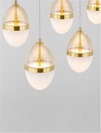 Lustra Nova Luce EGNA 9009281 LED 58W 3000K 5942lm Gold & Black Metal Cognac & Opal Glass   IP20 [4]