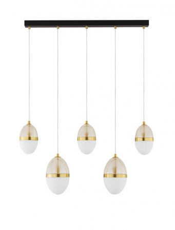 Lustra Nova Luce EGNA 9009281 LED 58W 3000K 5942lm Gold & Black Metal Cognac & Opal Glass   IP20 [1]