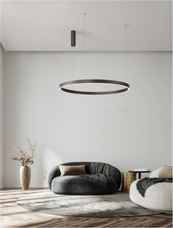 Lustre - Lustra Nova Luce ELOW EN 9345651 LED 106W 3000K 4899lm Brushed BroW n Coffee Aluminium & Silicone  Triac Dimmable IP20