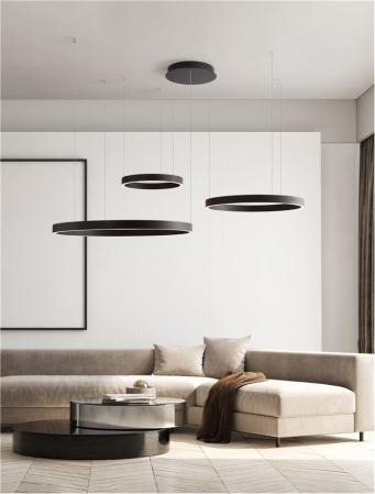 Lustra Nova Luce ELOW EN 9345652 LED 181W 3000K 8891lm Sandy Black Aluminium & Silicone  Triac Dimmable IP20