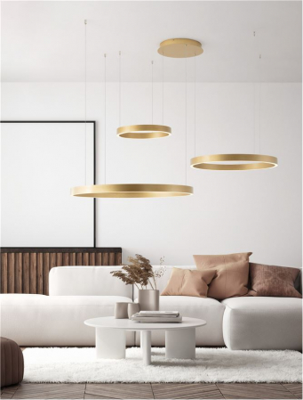 Lustre - Lustra Nova Luce ELOW EN 9345653 LED 181W 3000K 8891lm Brushed Gold Aluminium & Silicone  Triac Dimmable IP20
