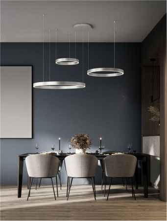 Lustre - Lustra Nova Luce ELOW EN 9345654 LED 181W 3000K 8891lm Brushed Champagne Silver Aluminium & Silicone  Triac Dimmable IP20