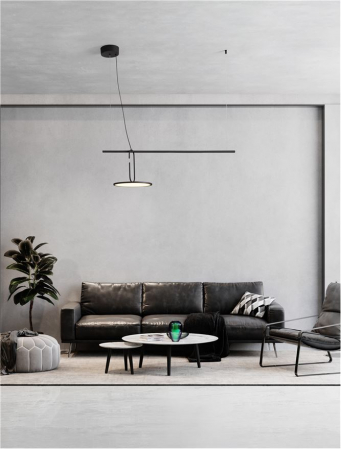 Lustre - Lustra Nova Luce GEA 9501209 LED 22W 3000K 2600lm Black Steel, Aluminium & Acrylic   IP20