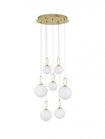 Moderne - Lustra Nova Luce HOOK LED 52W 4815lm 3000K Satin Gold Metal & Opal White Glass IP20