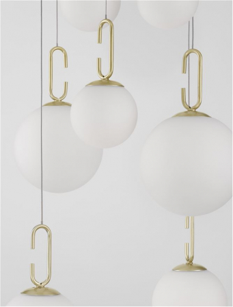 Lustra Nova Luce HOOK LED 52W 4815lm 3000K Satin Gold Metal & Opal White Glass IP20 [2]
