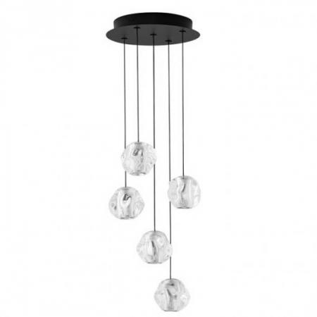 ILUMINAT - Lustra Nova Luce IFOS 9511012 Triac Dimmable Sandy Black& Chrome Metal & Clear Acrylic LED 25W 1301lm 3000K IP20