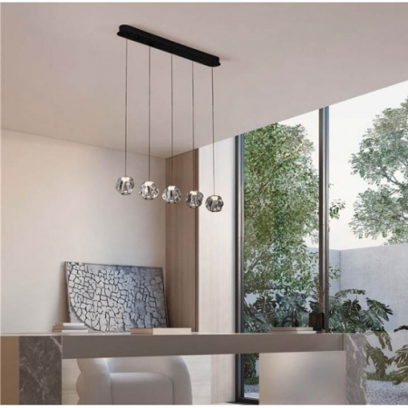 Lustra Nova Luce IFOS 9511013 Triac Dimmable Sandy Black & Chrome Metal & Clear Acrylic LED 25W 1341lm 3000K IP20 [1]