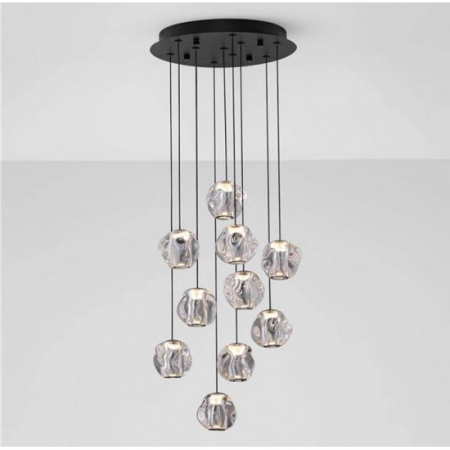 Lustra Nova Luce IFOS 9511014 Triac Dimmable Sandy Black & Chrome Metal & Clear Acrylic LED 48W 2540lm 3000K IP20 [1]