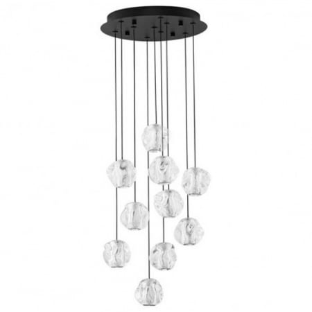 ILUMINAT - Lustra Nova Luce IFOS 9511014 Triac Dimmable Sandy Black & Chrome Metal & Clear Acrylic LED 48W 2540lm 3000K IP20