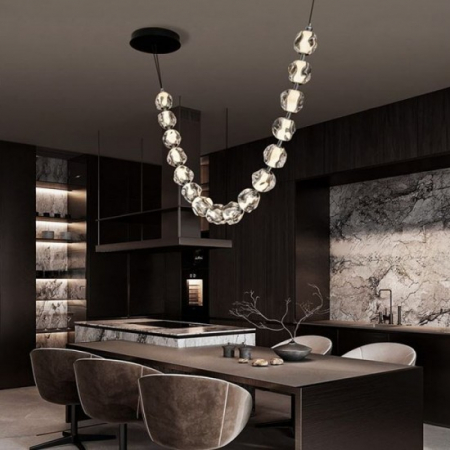 Lustra Nova Luce IFOS 9186811 Triac Dimmable Sandy Black & Chrome Metal & Clear Acrylic LED 71W 5044lm 3000K IP20 [1]