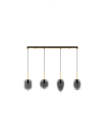 Lustre - Lustra Nova Luce LATO E14 4X5W   Brass Gold Metal & Smoky Glass Black Fabric Wire IP20