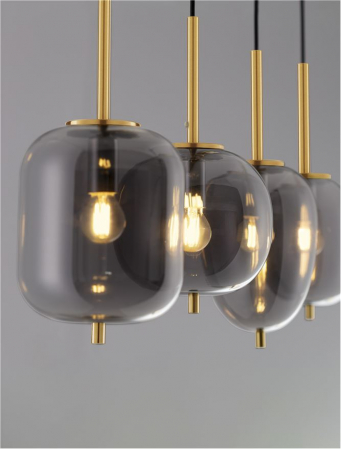 Lustra Nova Luce LATO E14 4X5W   Brass Gold Metal & Smoky Glass Black Fabric Wire IP20 [2]