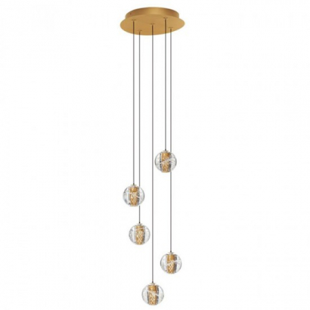 ILUMINAT - Lustra Nova Luce LICIO 9186960 Triac Dimmable Gold Metal & Glass LED 16W 832lm 3000K IP20