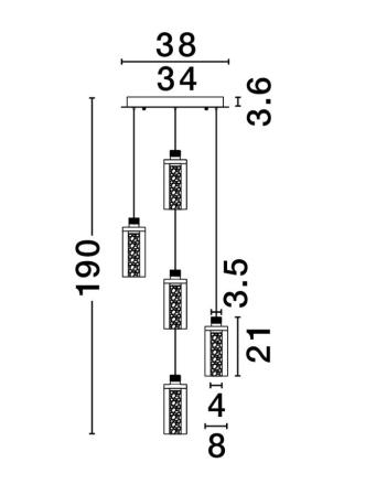 Candelabru Nova Luce Lune, negru, LED, 38W, 1254 lumeni, alb cald 3000K, D.38 cm, 9520011 [2]