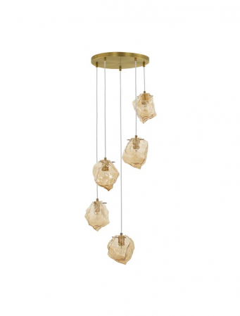 Lustre - Lustra Nova Luce ODELLE E14 1x5W   Brass Gold Metal & Amber Glass IP20