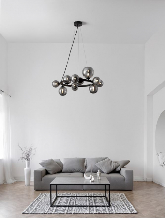 Lustra Nova Luce ODILLIA G9 11x5W   Smoky Grey Glass & Matt Black IP20 [1]