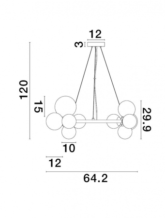 Lustra Nova Luce ODILLIA G9 11x5W   Smoky Grey Glass & Matt Black IP20 [4]