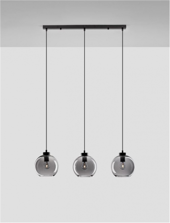 Lustra Nova Luce PALMER E27 3x12W   Smoky Glass & Black Cord & Black Metal Base IP20 [3]