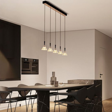 Lustra Nova Luce Paluz, negru, LED, 30W, 1558 lumeni, alb cald 3000K, L.91 cm, 9186964 [1]