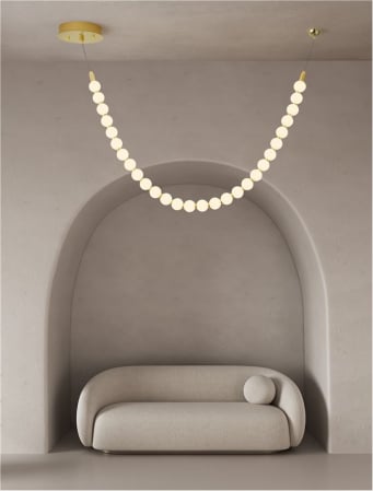 Lustre - Lustra Nova Luce PERLA 9186955 LED 48W 3000K 4031lm Gold Metal & Opal Glass  IP20