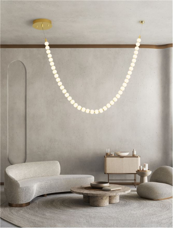 Lustre - Lustra Nova Luce PERLA 9186956 LED 69W 3000K 5524lm Gold Metal & Opal Glass  IP20