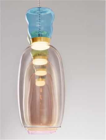 Lustra Nova Luce PLUMA 9030548 LED 32W 3000K 3660lm Sandy Gold Metal Glossy Jasper, Purple, YelloW ,Pink, Light Green, Light Blue & Cyan Glass   IP20 [4]