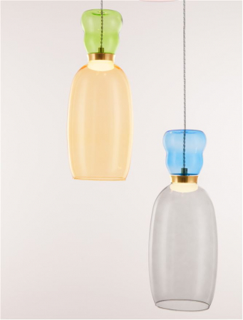 Lustra Nova Luce PLUMA 9030549 LED 32W 3000K 3660lm Matt Gold Metal Glossy Jasper, Purple, YelloW ,Pink, Light Green, Light Blue & Cyan Glass   IP20 [4]