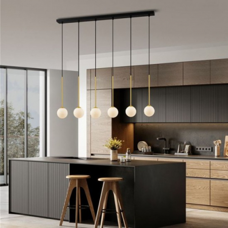 Lustra Nova Luce SAVOY 9620159 Satin Gold & Matt Black Metal White Opal Glass G9 6x5W IP20 [1]