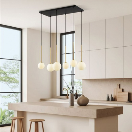 Lustra Nova Luce SAVOY 9620158 Satin Gold & Matt Black Metal White Opal Glass G9 6x5W IP20 [1]