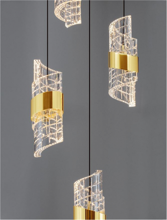 Lustra Nova Luce SENECA 9186939 LED 41W 3000K 3355lm Gold Plating Metal Shade & Clear Acrylic Sandy Black Base  IP20 [5]