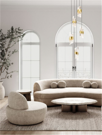 Lustre - Lustra Nova Luce SENECA 9186939 LED 41W 3000K 3355lm Gold Plating Metal Shade & Clear Acrylic Sandy Black Base  IP20