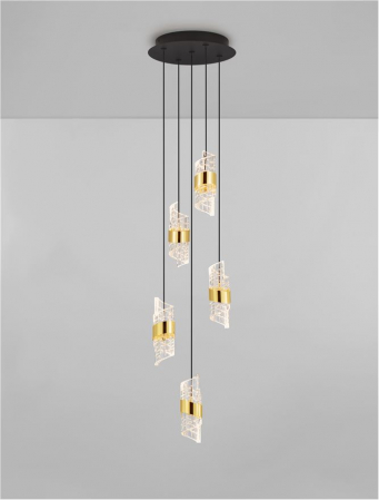 Lustra Nova Luce SENECA 9186939 LED 41W 3000K 3355lm Gold Plating Metal Shade & Clear Acrylic Sandy Black Base  IP20 [3]