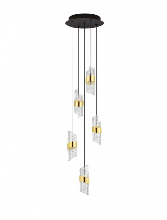 Lustra Nova Luce SENECA 9186939 LED 41W 3000K 3355lm Gold Plating Metal Shade & Clear Acrylic Sandy Black Base  IP20 [1]