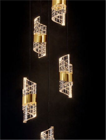 Lustra Nova Luce SENECA 9186939 LED 41W 3000K 3355lm Gold Plating Metal Shade & Clear Acrylic Sandy Black Base  IP20 [6]