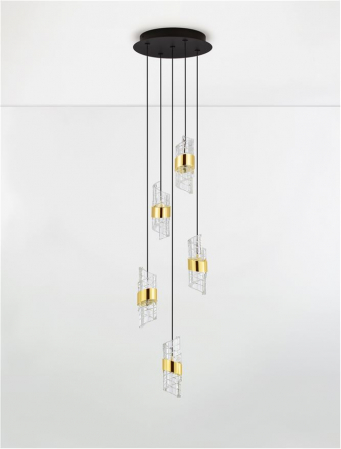 Lustra Nova Luce SENECA 9186939 LED 41W 3000K 3355lm Gold Plating Metal Shade & Clear Acrylic Sandy Black Base  IP20 [2]