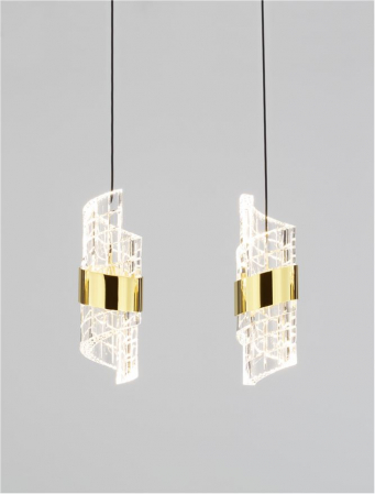 Lustra Nova Luce SENECA 9186940 LED 41W 3000K 3355lm Gold Plating Metal Shade & Clear Acrylic Sandy Black Base  IP20 [4]