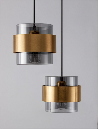 Lustra Nova Luce SIANNA E27 3x12W   Smoke Glass & Black Cord & Brass gold Metal IP20 [4]
