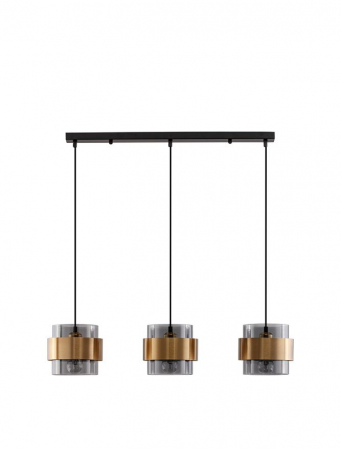 Lustre - Lustra Nova Luce SIANNA E27 3x12W   Smoke Glass & Black Cord & Brass gold Metal IP20