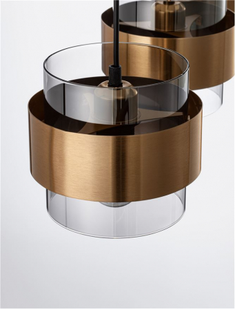 Lustra Nova Luce SIANNA E27 3x12W   Smoke Glass & Black Cord & Brass gold Metal IP20 [4]