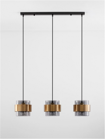 Lustra Nova Luce SIANNA E27 3x12W   Smoke Glass & Black Cord & Brass gold Metal IP20 [2]