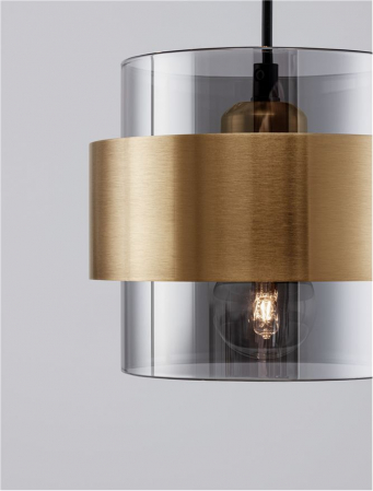 Lustra Nova Luce SIANNA E27 3x12W   Smoke Glass & Black Cord & Brass gold Metal IP20 [5]