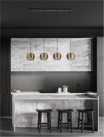 Lustra Nova Luce SIANNA E27 4x12W   Smoky Glass Brass Gold Metal IP20 [1]