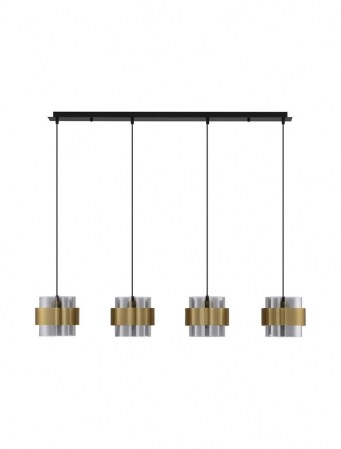 Lustre - Lustra Nova Luce SIANNA E27 4x12W   Smoky Glass Brass Gold Metal IP20