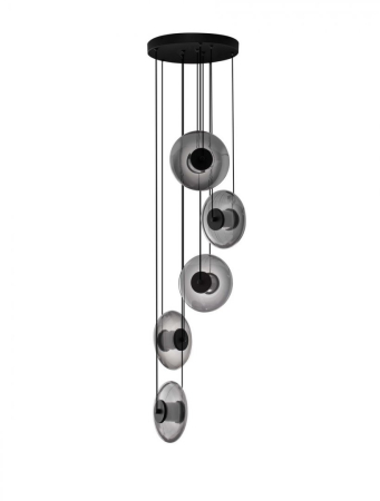 ILUMINAT INTERIOR - Candelabru Nova Luce SKIA 9416947 Triac Dimmable Sandy Black Metal & Smoky Gray Glass LED 40W 1100lm 3000K IP20