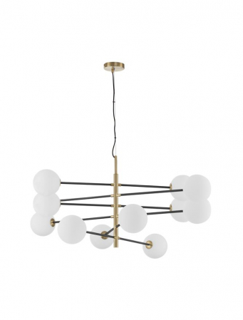 Lustre - Lustra Nova Luce VITRA G9 12x5W   Satin Gold & Black Metal White Opal Glass IP20