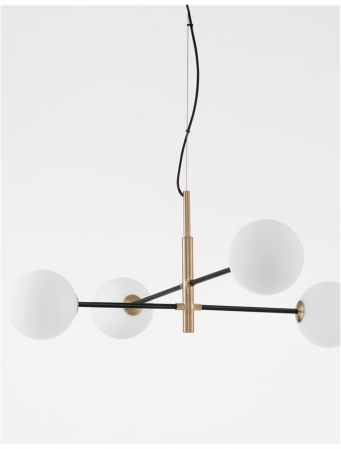 Lustra Nova Luce VITRA G9 4X5W   Satin Gold & Black Metal White Opal Glass IP20 [1]