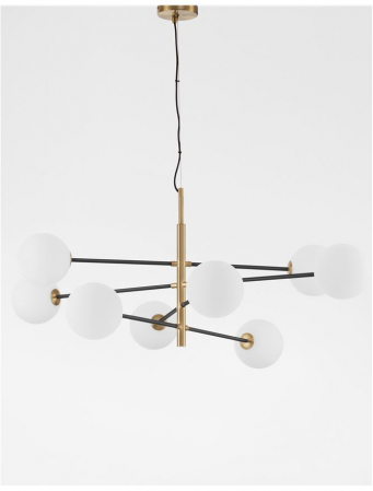 Lustra Nova Luce VITRA G9 8x5W   Satin Gold & Black Metal White Opal Glass IP20 [2]