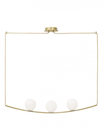 Lustre - Lustra Nova Luce VITTON E14 3x5W   Brass Metal White Glossy Glass Brass Fabric Cable IP20