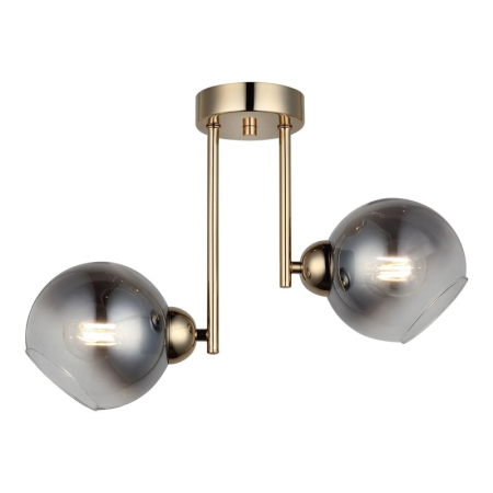Lustre - Lustra 2 brate OEM LED E27 Metal Auriu +sticla Fume 460x 150 x330 mm